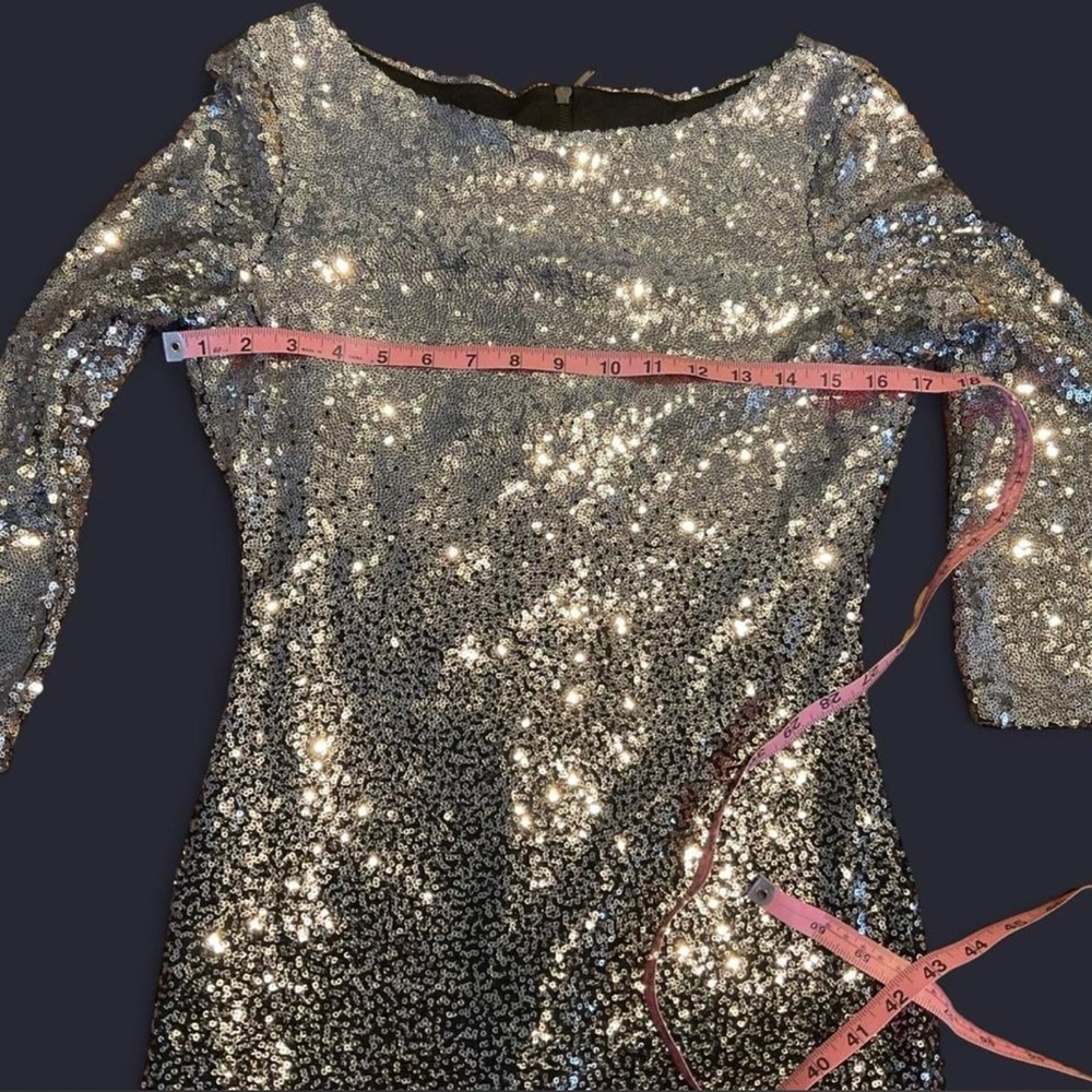 Premier Amour Silver to Black Ombré Sequin Dress - Picture 4 of 8